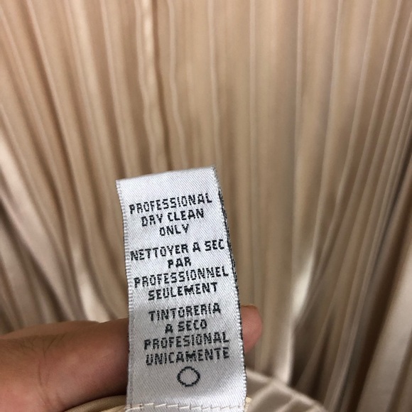 Badgley Mischka Cream Strapless Accordian Pleat Maxi Dress Size 2 - Picture 12 of 16